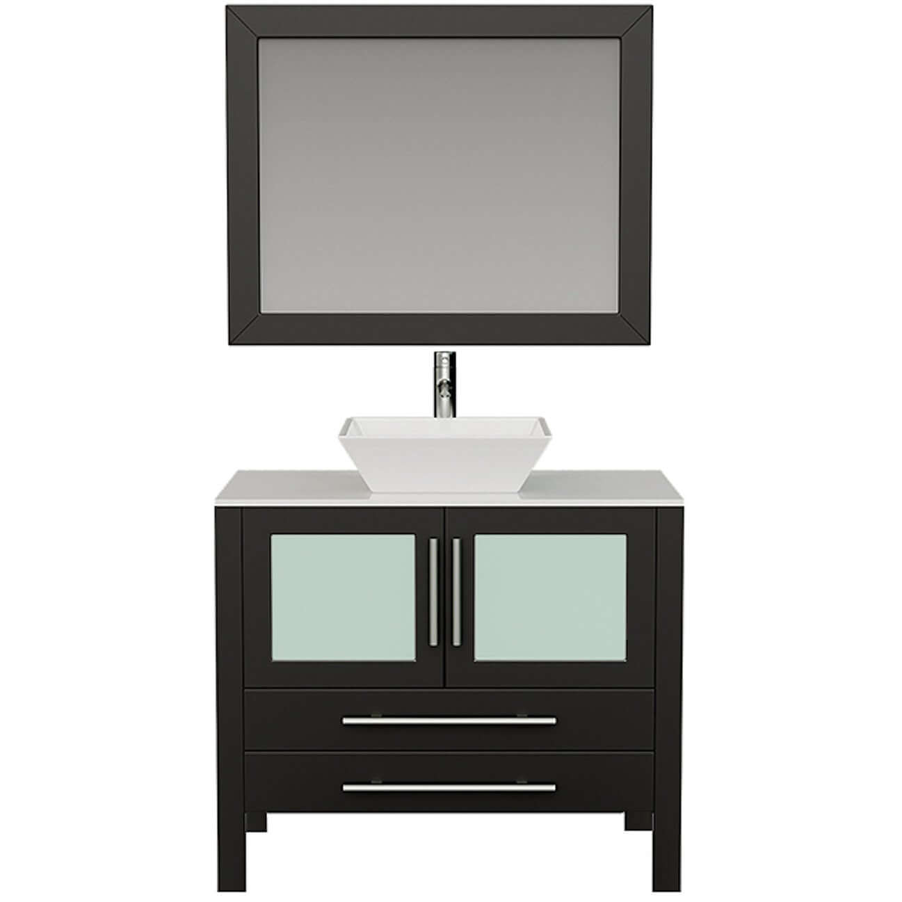 36" Single Vanity Set with Solid Wood Espresso color and choice of Polished Chrome & Brushed Nickel Faucet - 8111