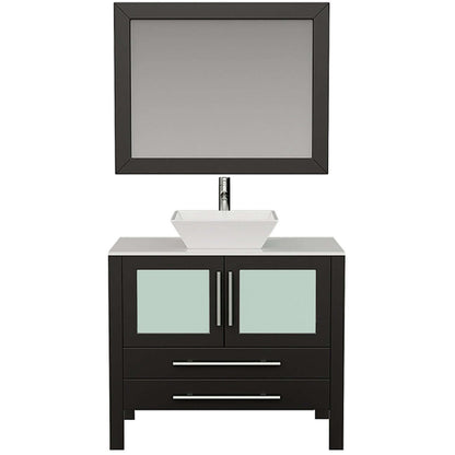 36" Single Vanity Set with Solid Wood Espresso color and choice of Polished Chrome & Brushed Nickel Faucet - 8111