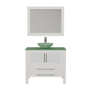 36" White Solid Wood Vanity Set with Polished Chrome Plumbing - 8111BW-CP