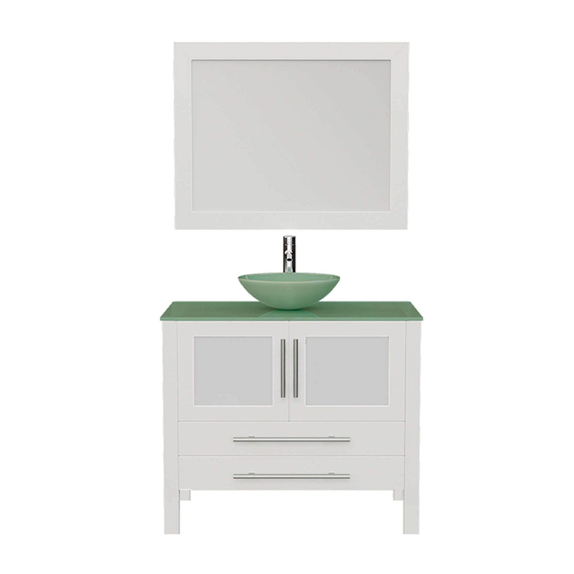 36" White Solid Wood Vanity Set with Polished Chrome Plumbing - 8111BW-CP