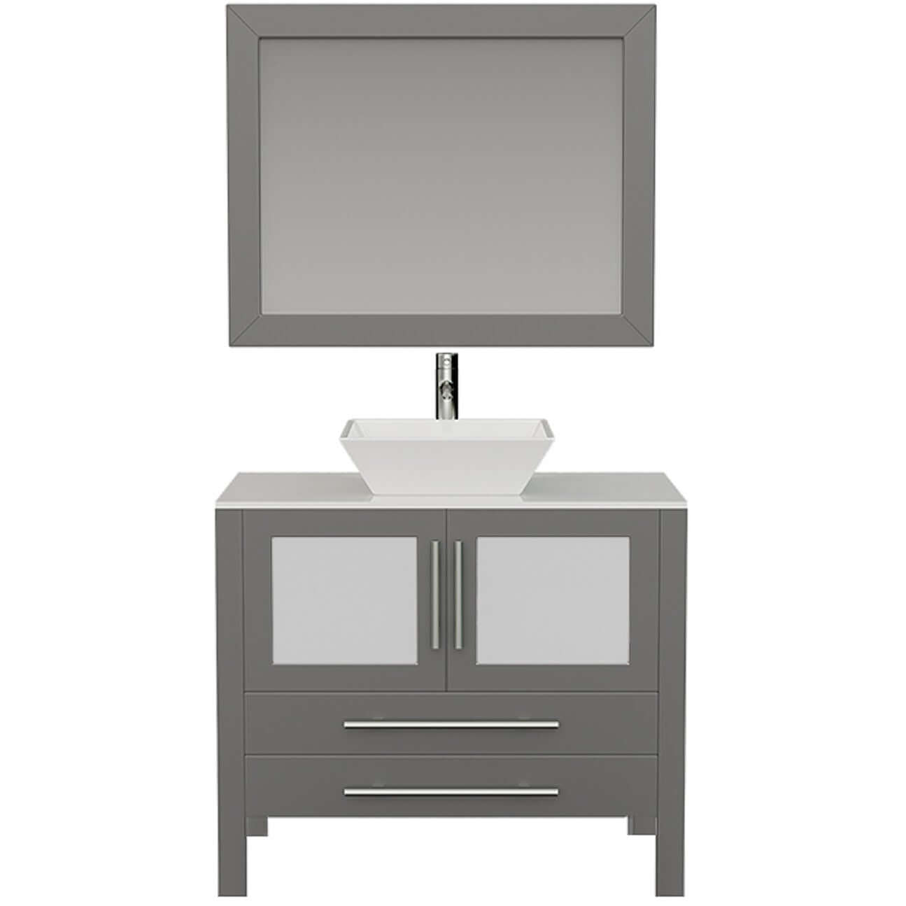 36" Grey Vanity Set with Polished Chrome Plumbing - 8111G