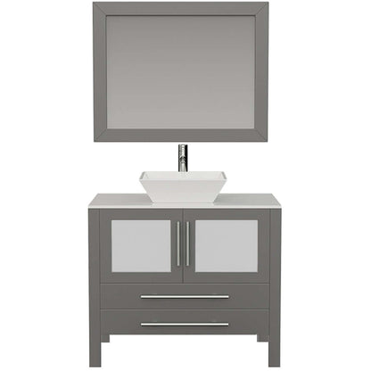 36" Grey Vanity Set with Polished Chrome Plumbing - 8111G