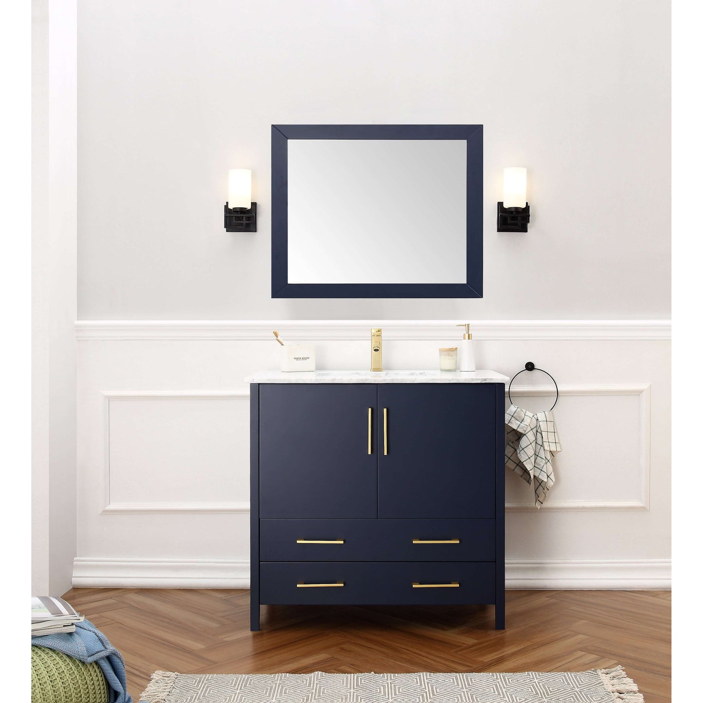 36" Solid Wood Sink Vanity With Mirror-No Faucet - WA7936-B