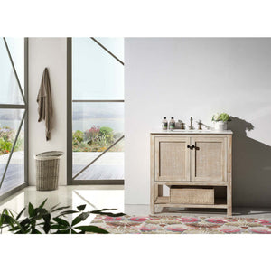 36" Solid Wood Single Sink Vanity With Marble Top-No Faucet - WH5136
