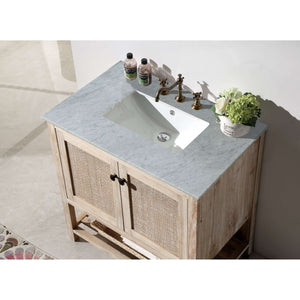 36" Solid Wood Single Sink Vanity With Marble Top-No Faucet - WH5136