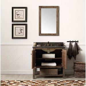 36" Solid Wood Single Sink Vanity With Moon Stone Top-No Faucet - WH5136-BR