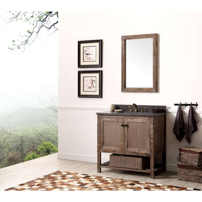 36" Solid Wood Single Sink Vanity With Moon Stone Top-No Faucet - WH5136-BR