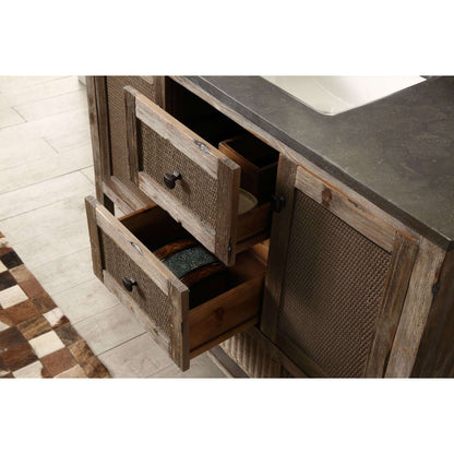 48" Solid Wood Sink Vanity With Moon Stone Top-No Faucet - WH5148-BR