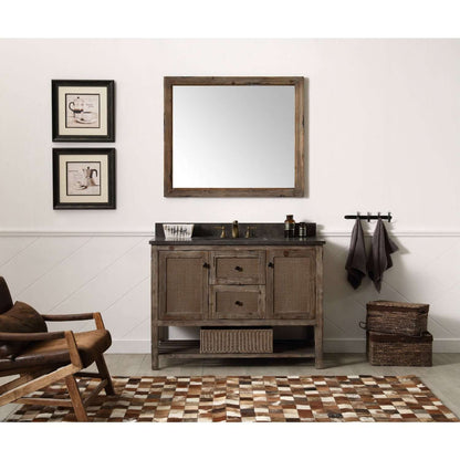 48" Solid Wood Sink Vanity With Moon Stone Top-No Faucet - WH5148-BR