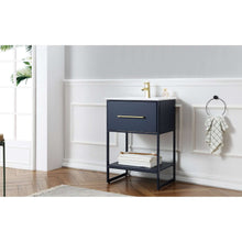 Load image into Gallery viewer, 24&quot; Blue Finish Sink Vanity with Black Metal Frame-PVC - WH7024-BL-PVC