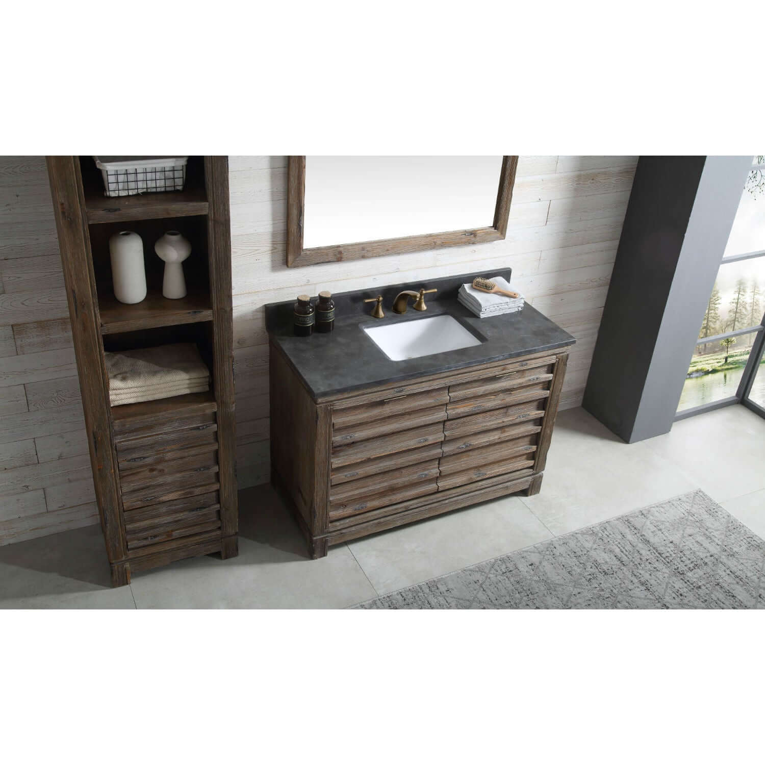 48" Wood Sink Vanity Match With Marble Wh 5148" Top -No Faucet - WH8448