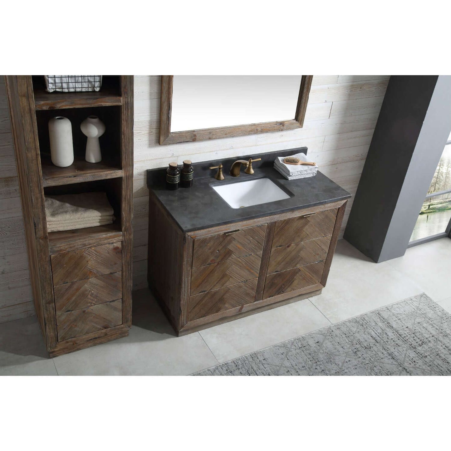 48" Wood Sink Vanity Match With Marble Wh 5148" Top -No Faucet - WH8548