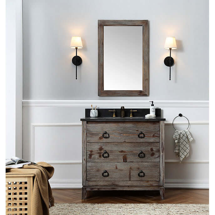 36" Wood Sink Vanity Match With Marble Top -No Faucet - WH8836