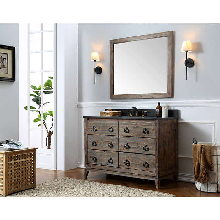 48" Wood Sink Vanity Match With Marble Top -No Faucet - WH8848