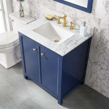 Load image into Gallery viewer, 30&quot; Blue Finish Sink Vanity Cabinet With Carrara White Top - WLF2130-B