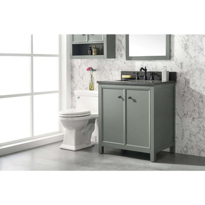 30" Pewter Green Finish Sink Vanity Cabinet With Blue Lime Stone Top - WLF2130-PG