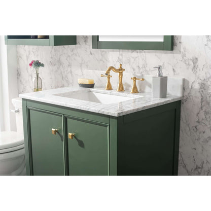 30" Vogue Green Finish Sink Vanity Cabinet With Carrara White Top - WLF2130-VG