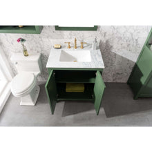 Load image into Gallery viewer, 30&quot; Vogue Green Finish Sink Vanity Cabinet With Carrara White Top - WLF2130-VG