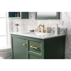 36" Vogue Green Finish Sink Vanity Cabinet With Carrara White Top - WLF2136-VG