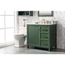 Load image into Gallery viewer, 36&quot; Vogue Green Finish Sink Vanity Cabinet With Carrara White Top - WLF2136-VG