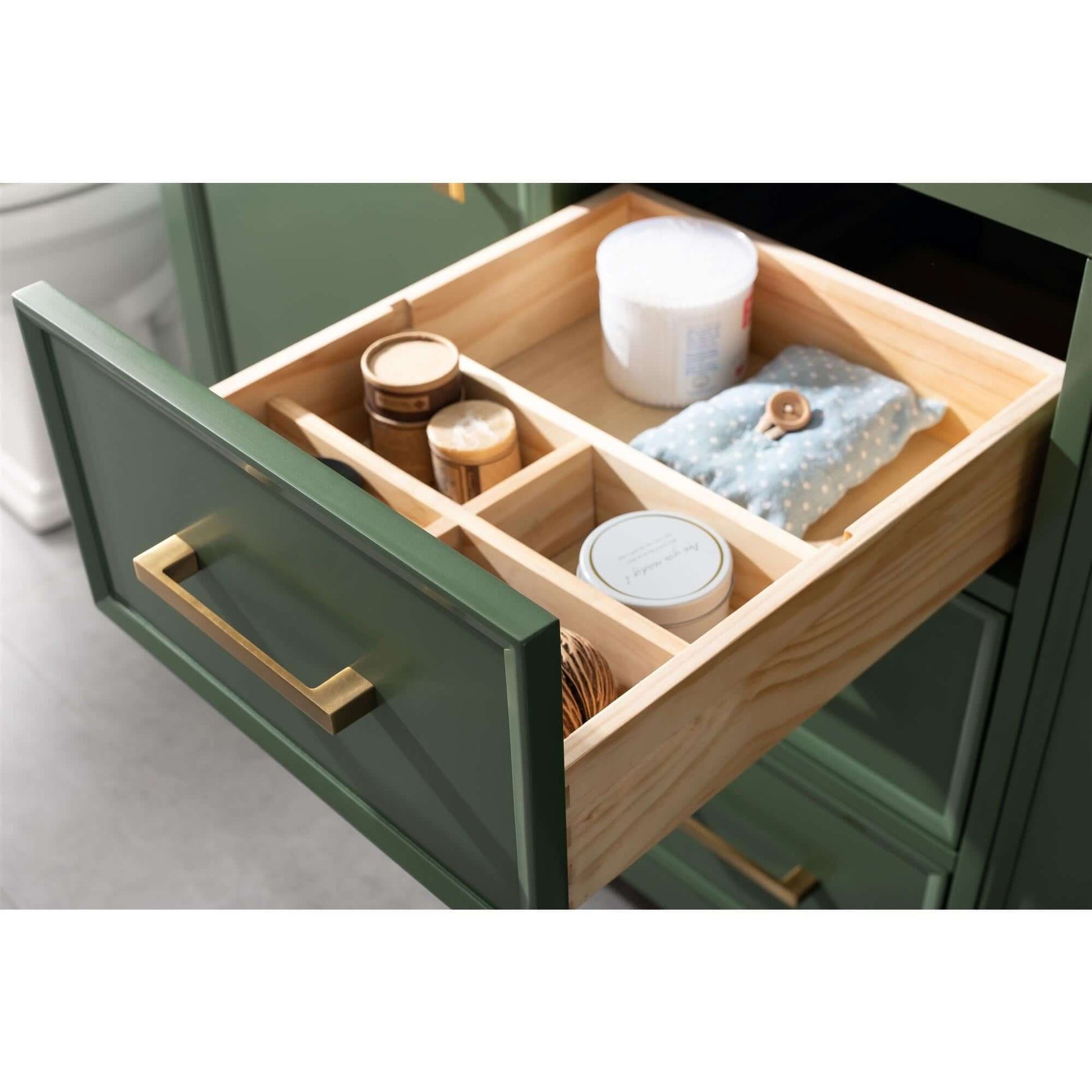 54" Vogue Green Finish Double Sink Vanity Cabinet With Carrara White Top - WLF2154-VG