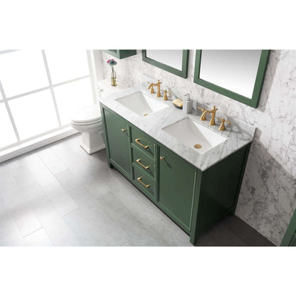 54" Vogue Green Finish Double Sink Vanity Cabinet With Carrara White Top - WLF2154-VG