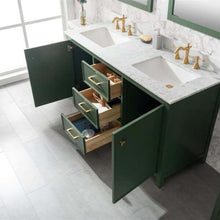 Load image into Gallery viewer, 60&quot; Vogue Green Finish Double Sink Vanity Cabinet With Carrara White Top - WLF2160D-VG