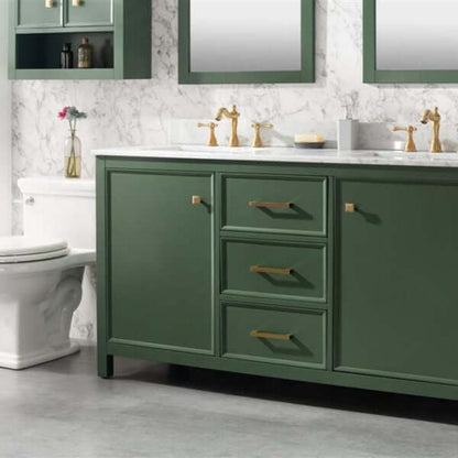 60" Vogue Green Finish Double Sink Vanity Cabinet With Carrara White Top - WLF2260D-VG