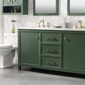 60" Vogue Green Finish Double Sink Vanity Cabinet With Carrara White Top - WLF2160D-VG