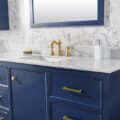 Load image into Gallery viewer, 60&quot; Blue Finish Single Sink Vanity Cabinet With Carrara White Top - WLF2160S-B