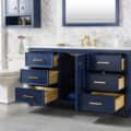 60" Blue Finish Single Sink Vanity Cabinet With Carrara White Top - WLF2160S-B
