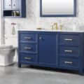 Load image into Gallery viewer, 60&quot; Blue Finish Single Sink Vanity Cabinet With Carrara White Top - WLF2160S-B