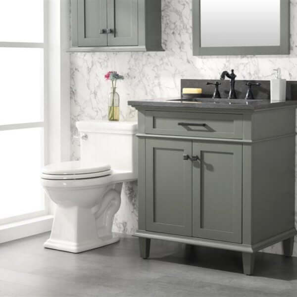 30" Pewter Green Finish Sink Vanity Cabinet With Blue Lime Stone Top - WLF2230-PG