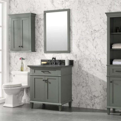 30" Pewter Green Finish Sink Vanity Cabinet With Blue Lime Stone Top - WLF2230-PG