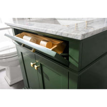 Load image into Gallery viewer, 30&quot; Vogue Green Finish Sink Vanity Cabinet With Carrara White Top - WLF2230-VG