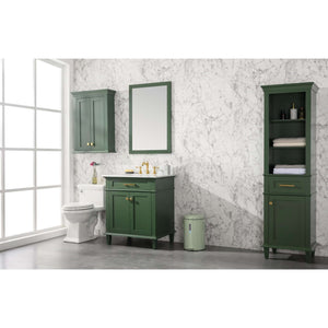 30" Vogue Green Finish Sink Vanity Cabinet With Carrara White Top - WLF2230-VG