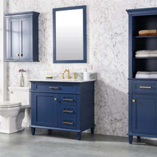 Load image into Gallery viewer, 36&quot; Blue Finish Sink Vanity Cabinet With Carrara White Top - WLF2236-B