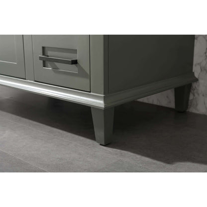 36" Pewter Green Finish Sink Vanity Cabinet With Blue Lime Stone Top - WLF2236-PG