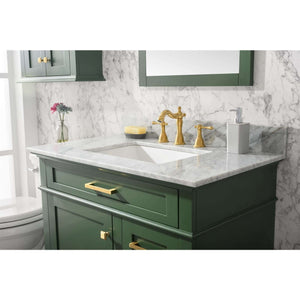 36" Vogue Green Finish Sink Vanity Cabinet With Carrara White Top - WLF2236-VG