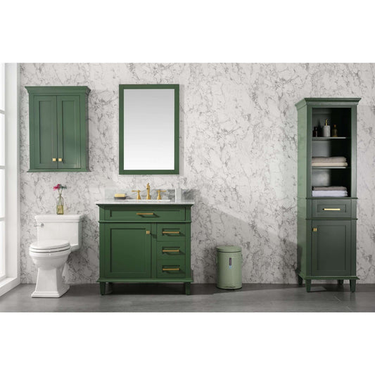 36" Vogue Green Finish Sink Vanity Cabinet With Carrara White Top - WLF2236-VG