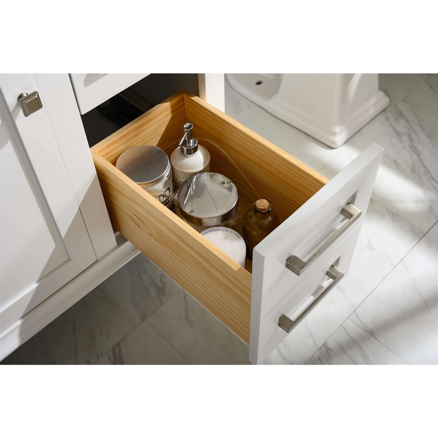 36" White Finish Sink Vanity Cabinet With Carrara White Top - WLF2236-W