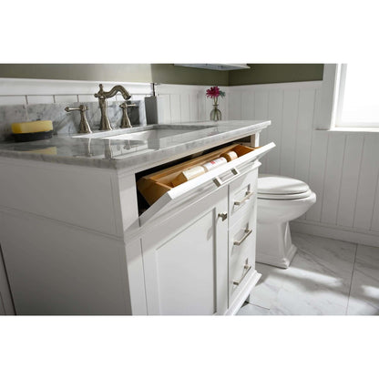 36" White Finish Sink Vanity Cabinet With Carrara White Top - WLF2236-W