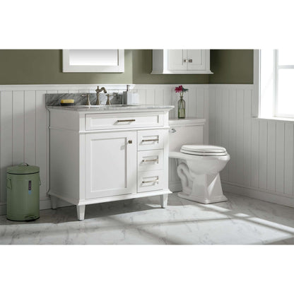 36" White Finish Sink Vanity Cabinet With Carrara White Top - WLF2236-W