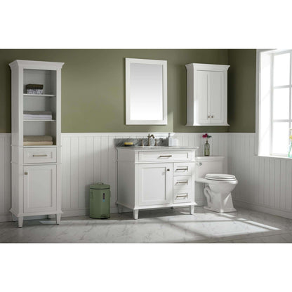 36" White Finish Sink Vanity Cabinet With Carrara White Top - WLF2236-W