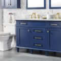 Load image into Gallery viewer, 54&quot; Blue Finish Double Sink Vanity Cabinet With Carrara White Top - WLF2254-B