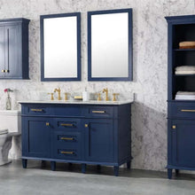 Load image into Gallery viewer, 54&quot; Blue Finish Double Sink Vanity Cabinet With Carrara White Top - WLF2254-B