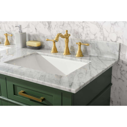 54" Vogue Green Finish Double Sink Vanity Cabinet With Carrara White Top - WLF2254-VG