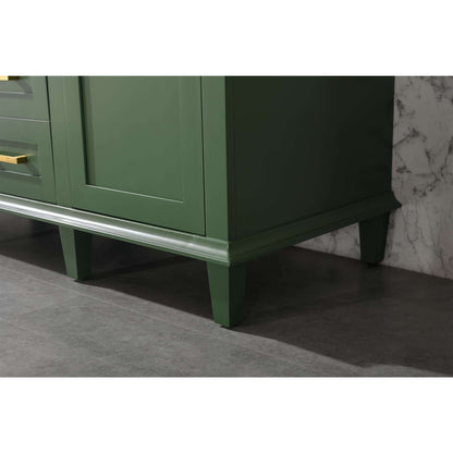 54" Vogue Green Finish Double Sink Vanity Cabinet With Carrara White Top - WLF2254-VG