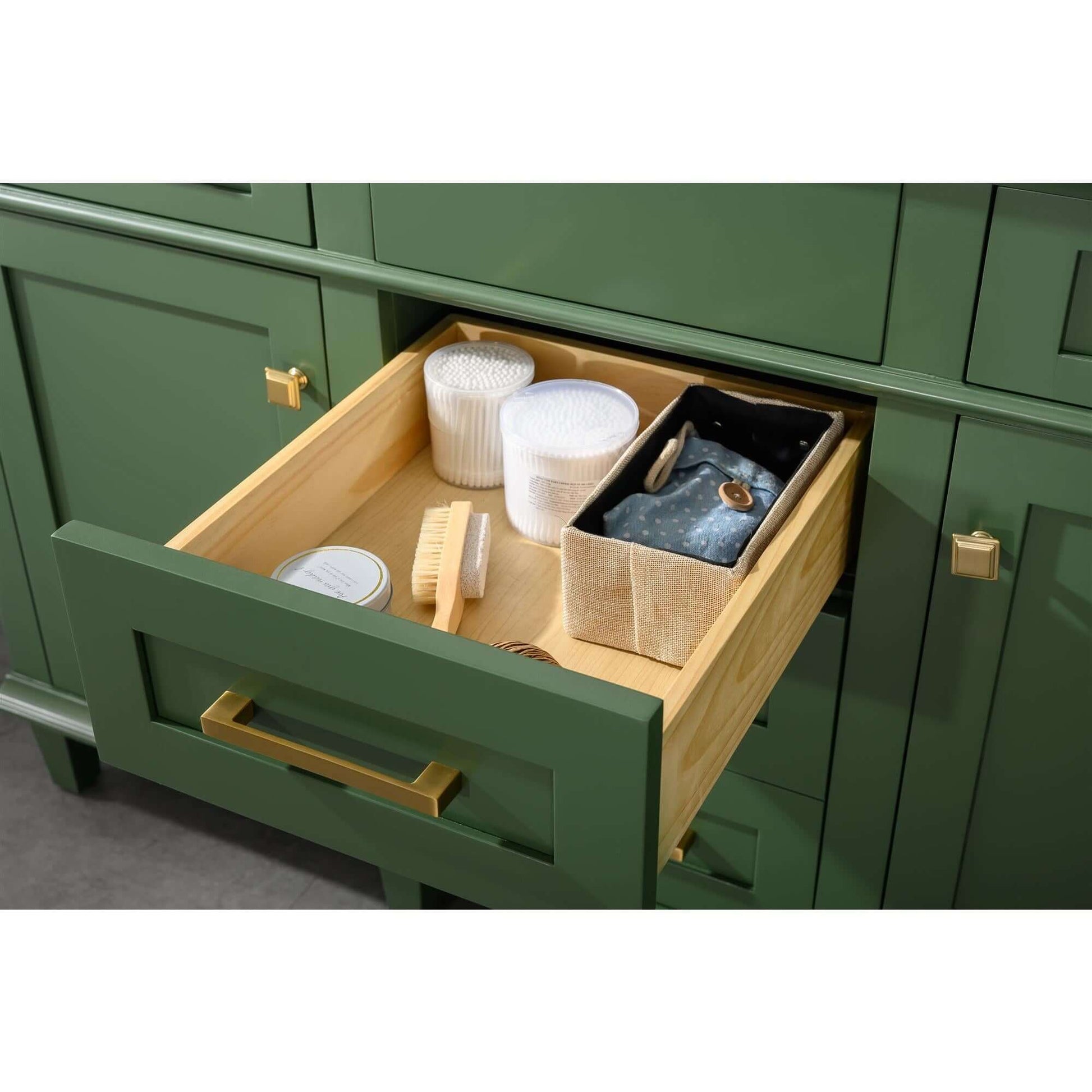 54" Vogue Green Finish Double Sink Vanity Cabinet With Carrara White Top - WLF2254-VG