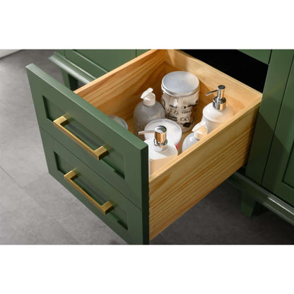 54" Vogue Green Finish Double Sink Vanity Cabinet With Carrara White Top - WLF2254-VG